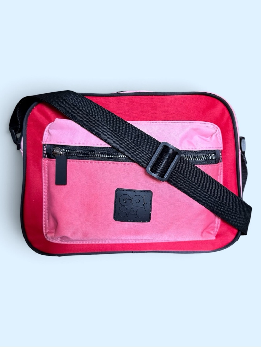 Go! Sac Nylon Shoulder Bag Hot Pink Light Pink Colorblock Retro